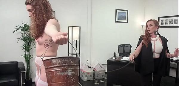  Lesbian intern ass whipped in office